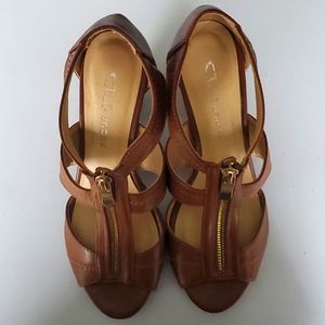 Zippered Heel Sandals, Faux Fur, US Women's size 6.5, CL by Laundry